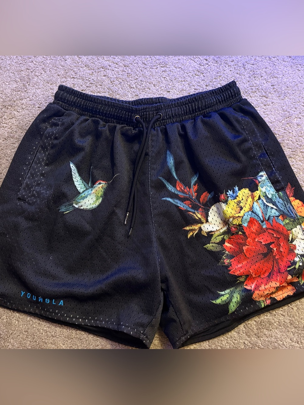 YoungLA Black Mesh Shorts Pattern Shorts